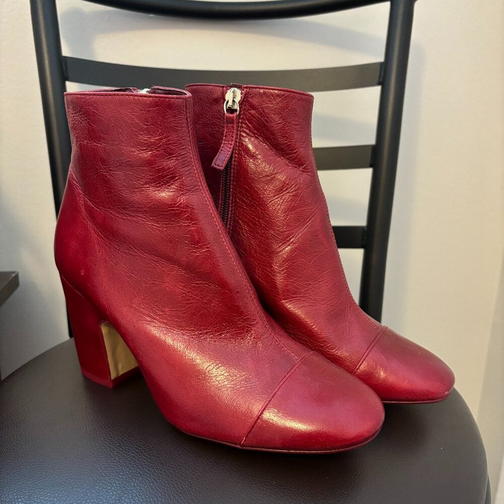 Zara Basic red leather boots